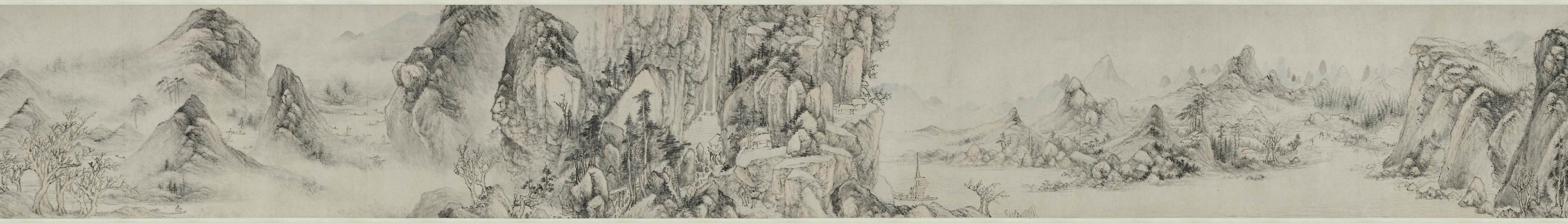 沈士充《長江萬里圖》卷（中段一節）　明崇禎元年（1628）　紙本水墨　上海博物館