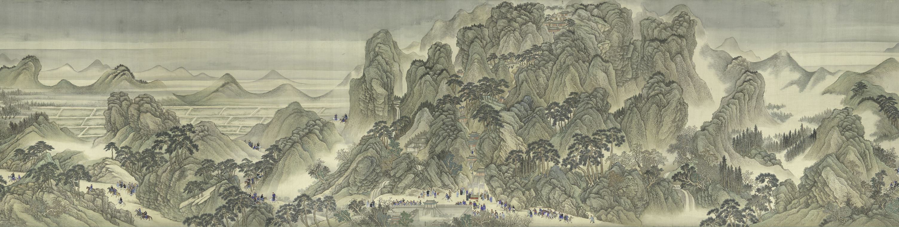 王翬等《康熙南巡圖》第三卷「濟南至泰山」泰山一段　清康熙三十七年（1698）　絹
