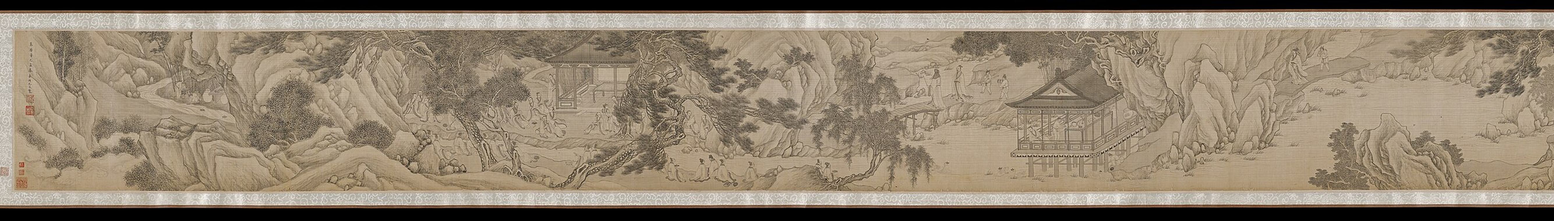 尤求《蘭亭修禊圖》卷首至曲水流觴一段　明（16 世紀）　紙本水墨　美國明尼阿波利