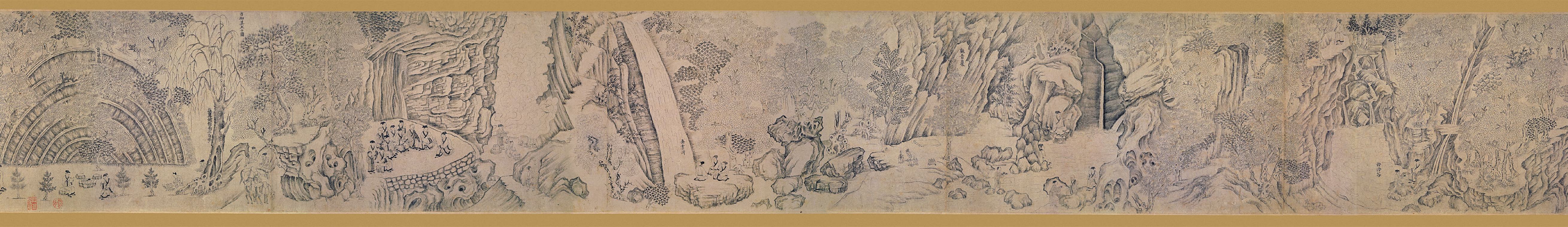 （傳）李公麟《山莊圖》卷（畫心一段）　北宋　紙本水墨　臺北國立故宮博物院藏