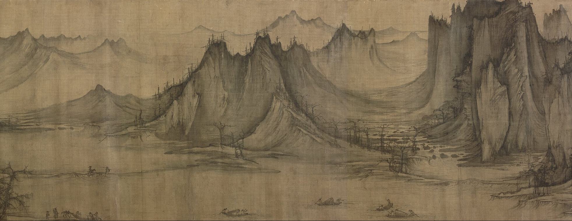 許道寧《漁父圖》卷（前段一節）　北宋（約1049–1053）　絹本水墨　48.9