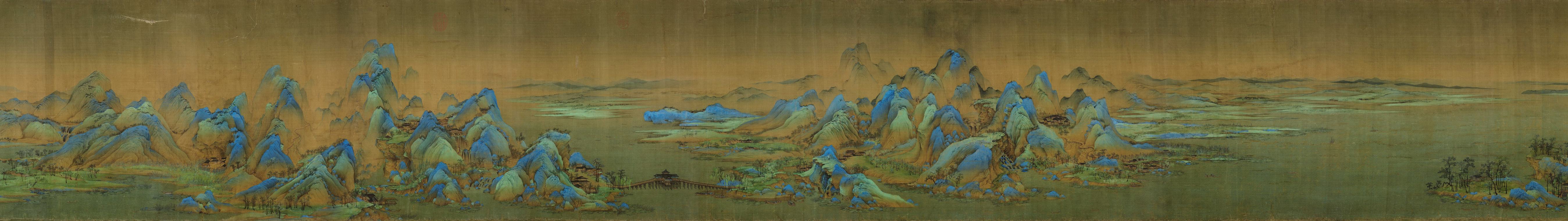 王希孟《千里江山圖》卷尾一段　北宋政和三年（1113）　絹本青綠設色　51.3 